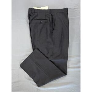 Santorelli Italy Romeo Flat Front Wool Dress Pants, Slacks. Gray Check, 34X28.